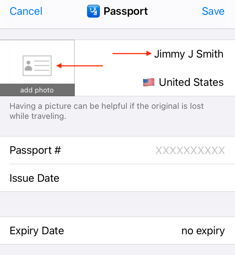 application screenshot add passport